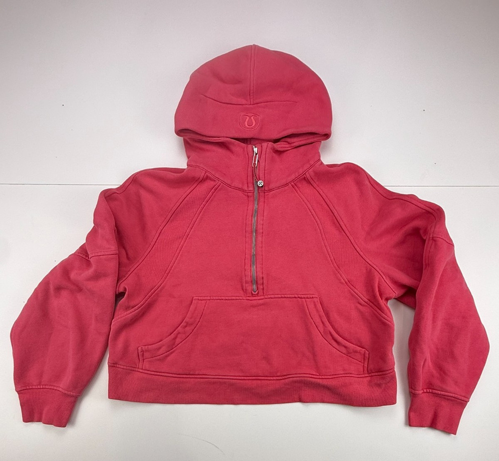Lululemon Scuba Oversized Half Zip Hoodie M/L Red Pink Cropped LW3DM4